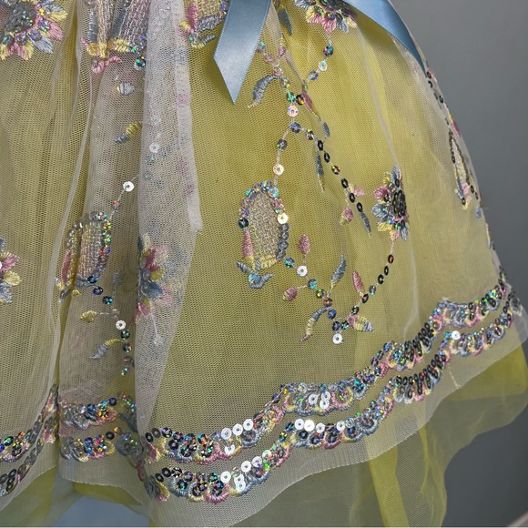 Weissman Dance Solo Yellow & Baby Blue Ballet Costume XS (4-5) with Hair Piece - Picture 12 of 13